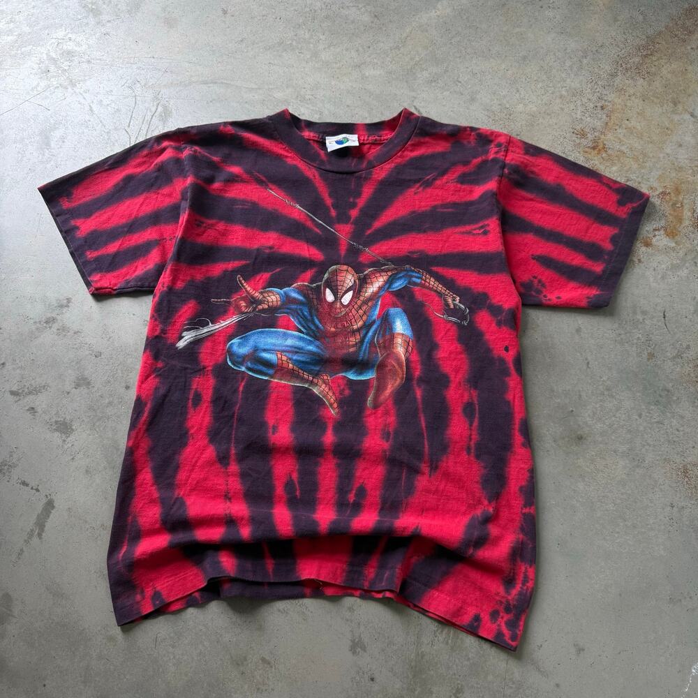 Vintage Y2K Universal Studios Spiderman Tie Dye Retro Graphic T-shirt Size Large